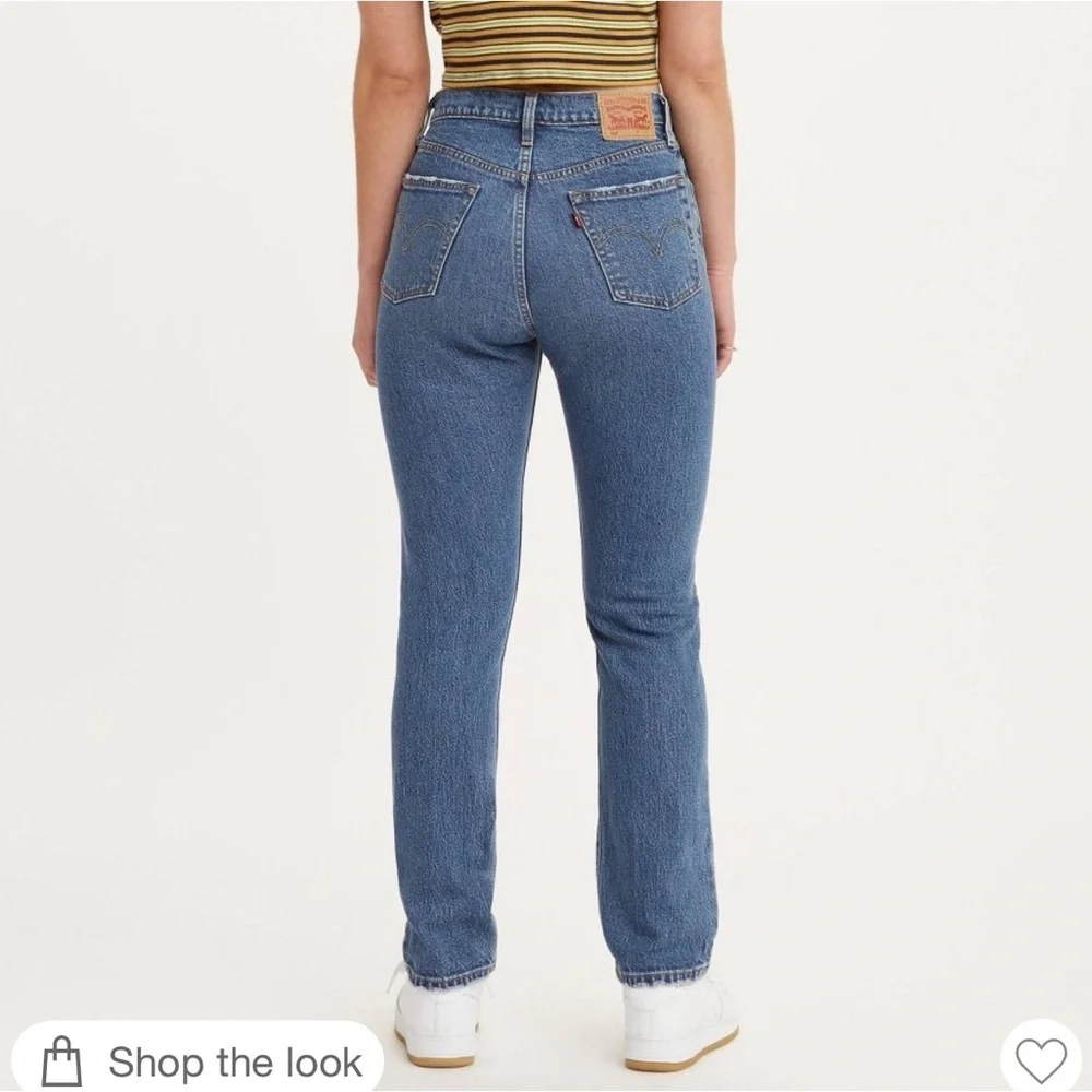 Levi's Women's High-Rise 501 Jeans Salsa Midweight Denim Straight Leg Fly Button
